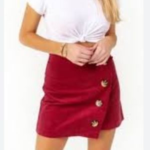 Francesca’s Harper Heritage Corduroy Asymmetrical Skirt M NWOT